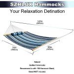 SZHLUX Quilted Outdoor Hammock with Pillow & Bars
