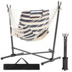 Folding Hammock Stand with Chair and Headrest