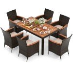 7-Piece Outdoor Wicker Dining Set with Cushions
