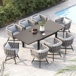 9-Piece Outdoor Dining Set with Swivel Chairs