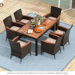 7-Piece Outdoor Wicker Dining Set with Cushions
