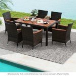 7-Piece Outdoor Wicker Dining Set with Cushions
