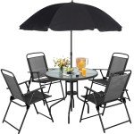 6 Piece Folding Patio Dining Set with Umbrella