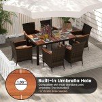 7-Piece Outdoor Wicker Dining Set with Cushions