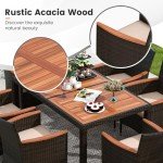 7-Piece Outdoor Wicker Dining Set with Cushions