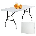 White 6FT Camping Table with Carrying Handle