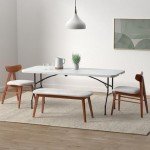 White 6FT Camping Table with Carrying Handle