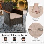 7-Piece Outdoor Wicker Dining Set with Cushions