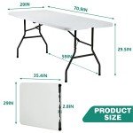 White 6FT Camping Table with Carrying Handle
