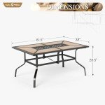 Sophia & William Adjustable Rectangular Outdoor Dining Table