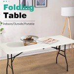White 6FT Camping Table with Carrying Handle