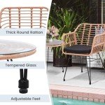 3-Piece Wicker Bistro Set with Glass Table