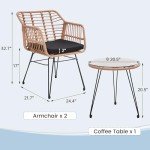 3-Piece Wicker Bistro Set with Glass Table