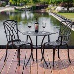 Woven Black 3-Piece Outdoor Bistro Set