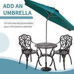 Outdoor Bistro Table and Chairs Set with Umbrella