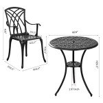 Woven Black 3-Piece Outdoor Bistro Set