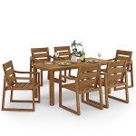 Cozyman 7-Piece Teak Color Patio Dining Set