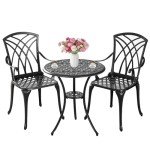 Woven Black 3-Piece Outdoor Bistro Set