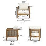 Burchett 4-Piece Outdoor Chat Set - Acacia & Wicker