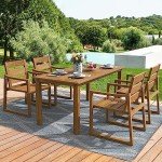 Cozyman 7-Piece Teak Color Patio Dining Set