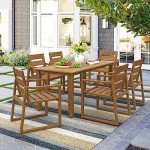 Cozyman 7-Piece Teak Color Patio Dining Set