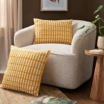 Yellow/Ivory Decorative Pillow for Indoors/Outdoors