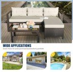Beige 3-Piece Outdoor Wicker Sofa Set