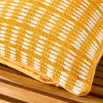Yellow/Ivory Decorative Pillow for Indoors/Outdoors