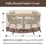 Round Waterproof Patio Furniture Covers - Beige & Brown