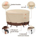Round Waterproof Patio Furniture Covers - Beige & Brown