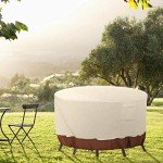Round Waterproof Patio Furniture Covers - Beige & Brown