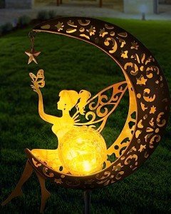 Fairy Moon Solar Garden Statue Light Stake