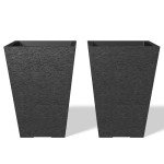 Kante 14" Tall Black Planter Set of 2