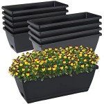 10-Pack Black Rectangular Window Box Planters