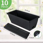 10-Pack Black Rectangular Window Box Planters