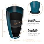 Set of 2 Tall Outdoor Plant Pots, Dark Blue Green