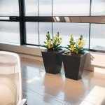 Kante 14" Tall Black Planter Set of 2