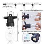 50FT Outdoor String Lights with Dimmable LED Bulbs