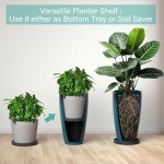 Set of 2 Tall Outdoor Plant Pots, Dark Blue Green