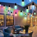 50FT Outdoor String Lights with Dimmable LED Bulbs
