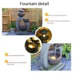 Zen Outdoor Water Fountain with LED Lights