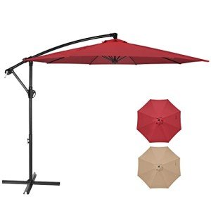 10ft Offset Patio Umbrella with Crank - Red
