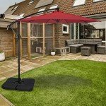 10ft Offset Patio Umbrella with Crank - Red