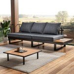 LUXOAK 3-Piece Outdoor Aluminum Sofa Set