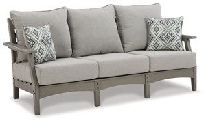 Ashley Visola Gray Outdoor Patio Sofa with Cushion