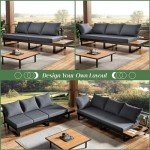 LUXOAK 3-Piece Outdoor Aluminum Sofa Set