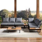 LUXOAK 3-Piece Outdoor Aluminum Sofa Set