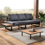 LUXOAK 3-Piece Outdoor Aluminum Sofa Set