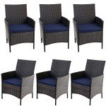 Modern Wicker Dining Chairs Set of 6