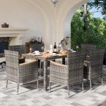 7-Piece Wicker Patio Dining Set with Cushions